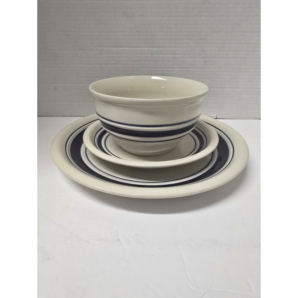 Vintage Tienshan Country Crock Stoneware Dish Set, Single Place Setting 3 Pc Set